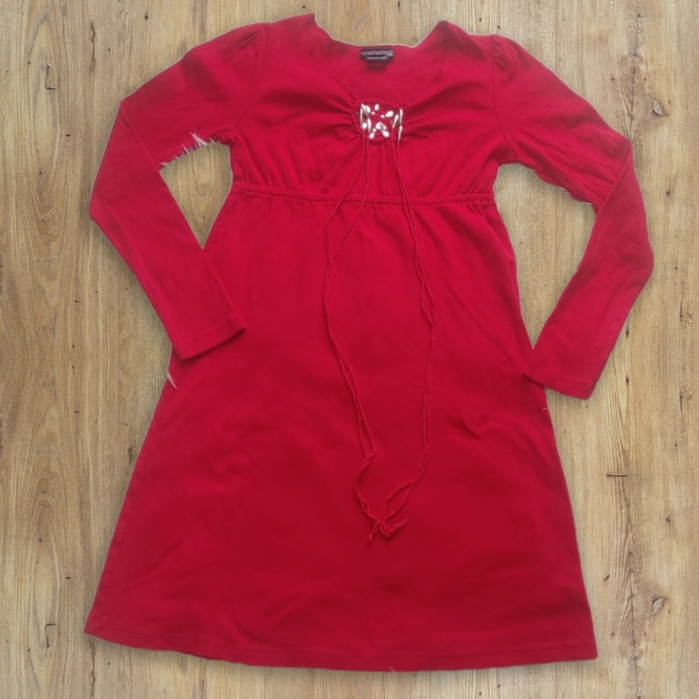 Eyeshadow Girls Long Sleeve Red Dress